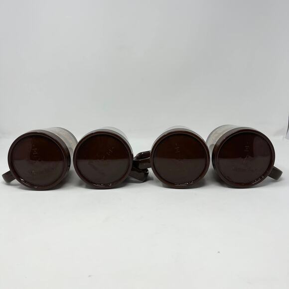 VTG Thermo Serv Insulated Coffee Cups Brown Wood Barrel Stripe Mugs - Set of 4 - Picture 6 of 8